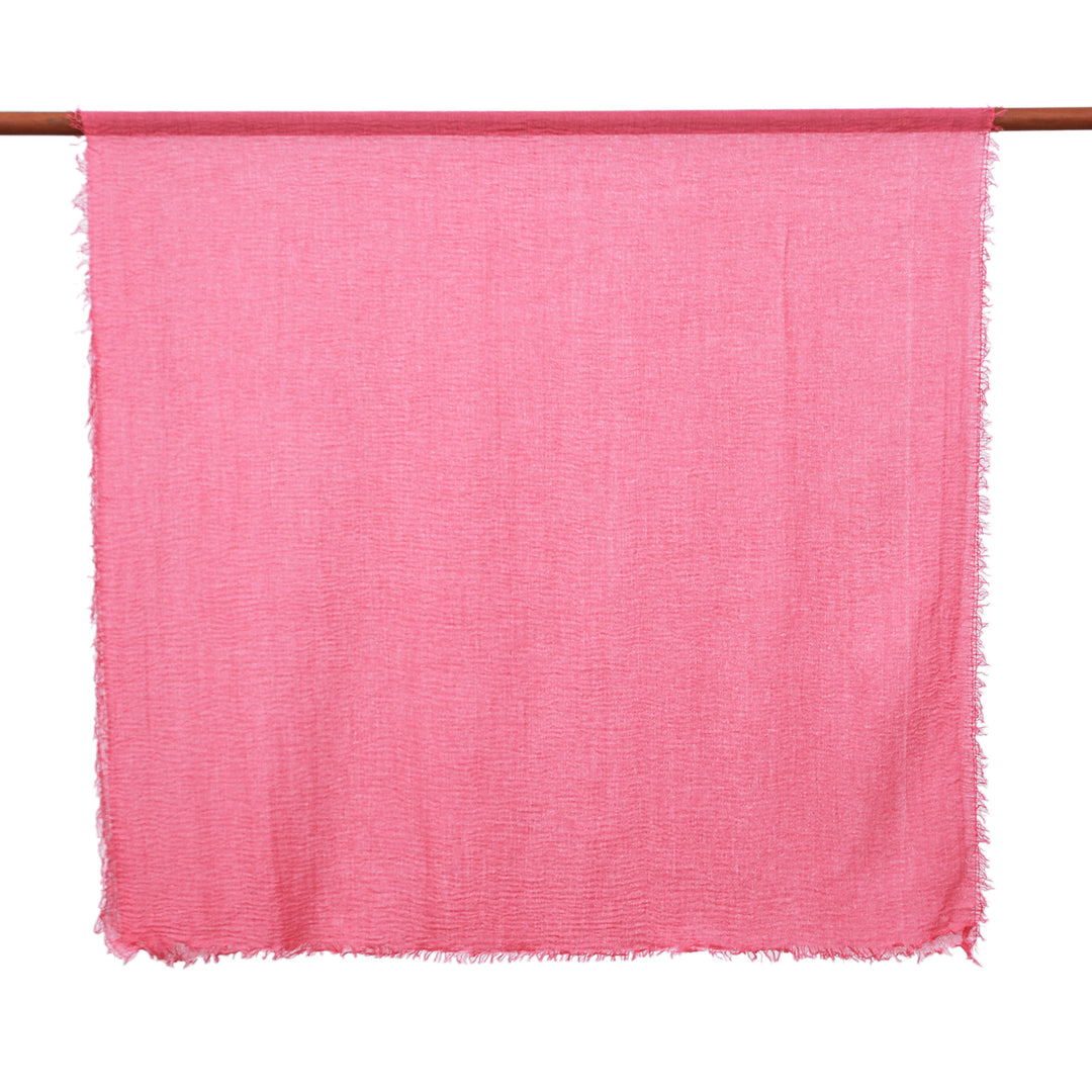 Set of 2 Handwoven Soft Azalea and Steel Blue Cotton Scarves - Dulcet Duo