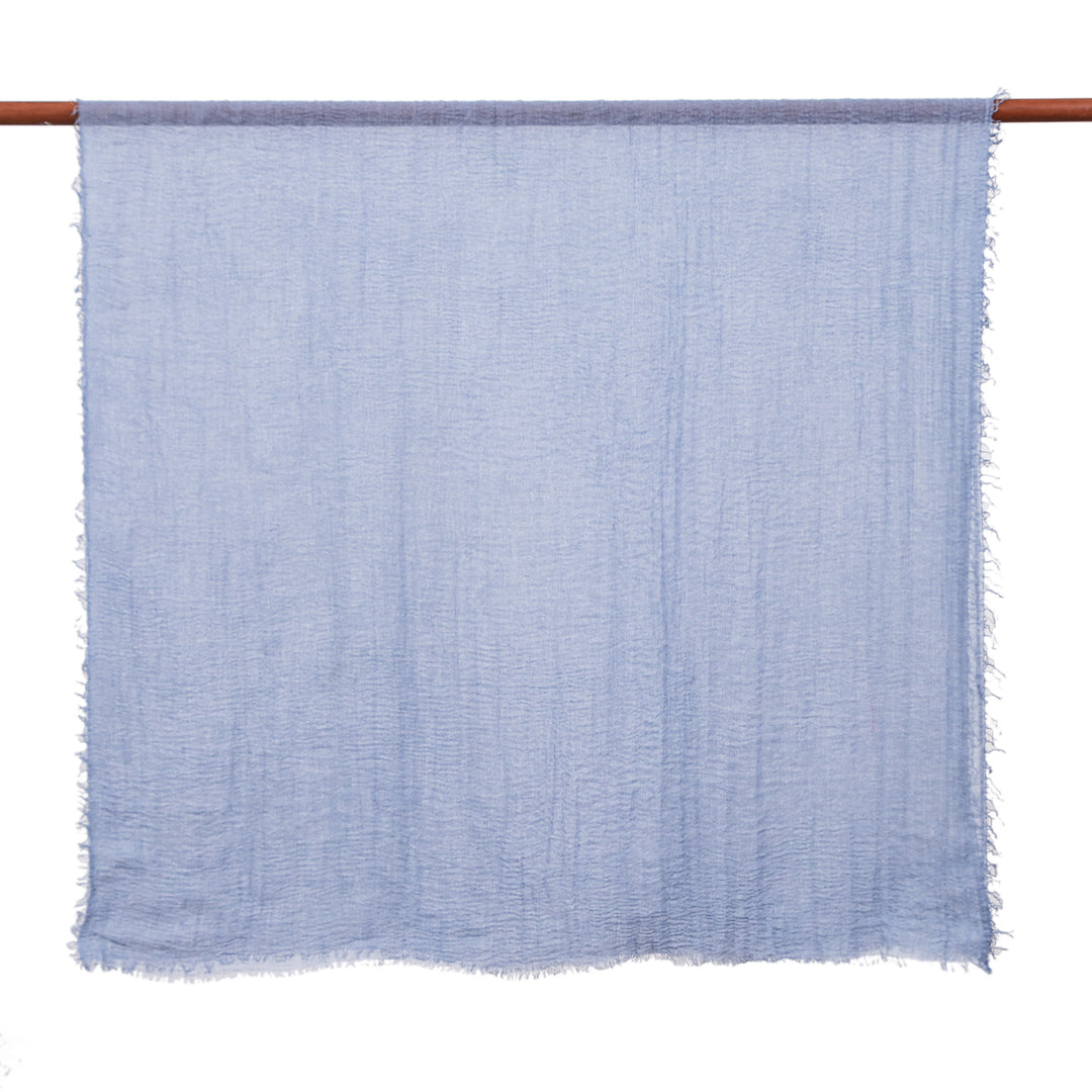 Set of 2 Handwoven Soft Azalea and Steel Blue Cotton Scarves - Dulcet Duo