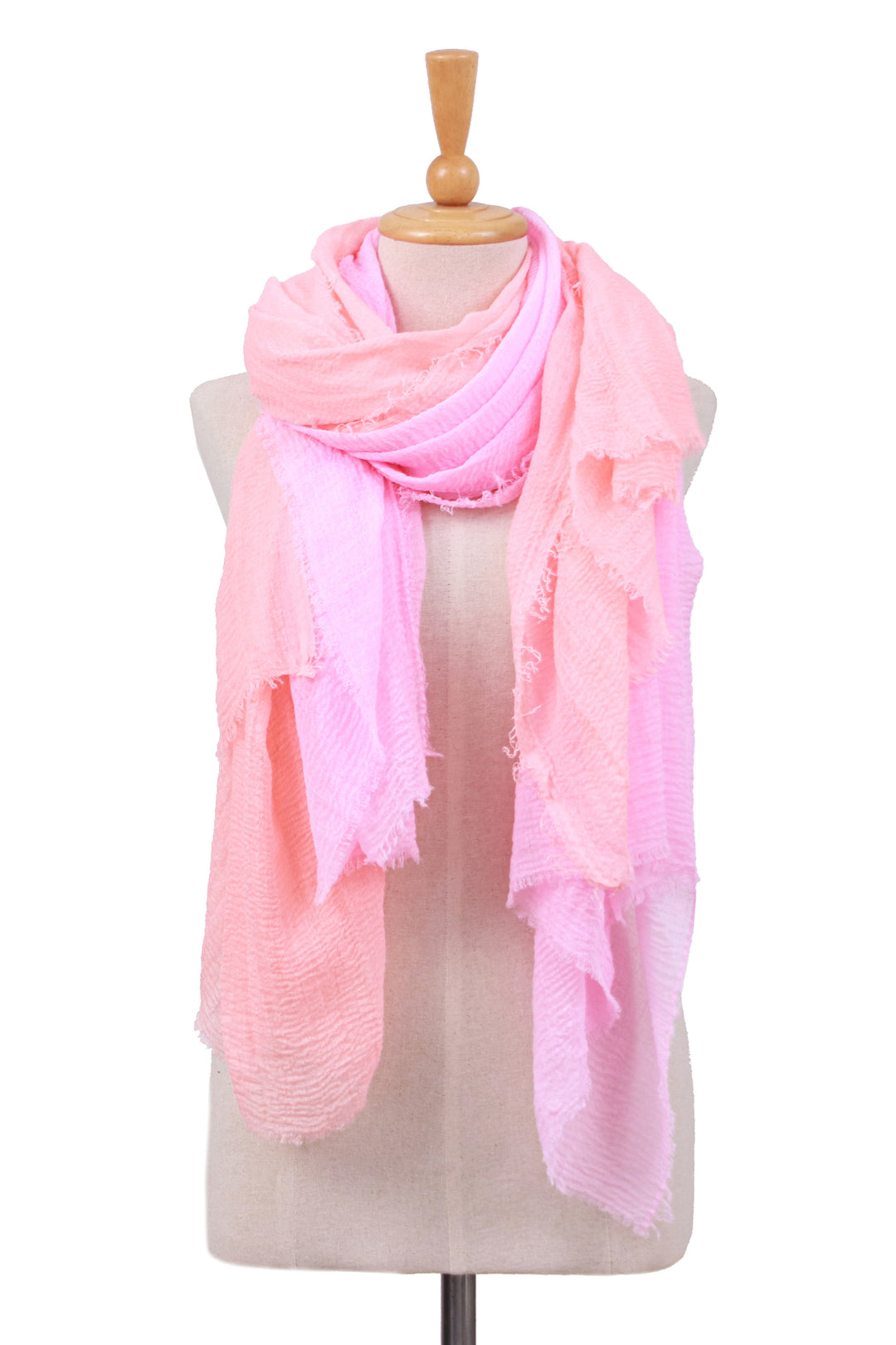 Set of 2 Handwoven Soft Pastel Pink and Blush Cotton Scarves - Pink Celebration