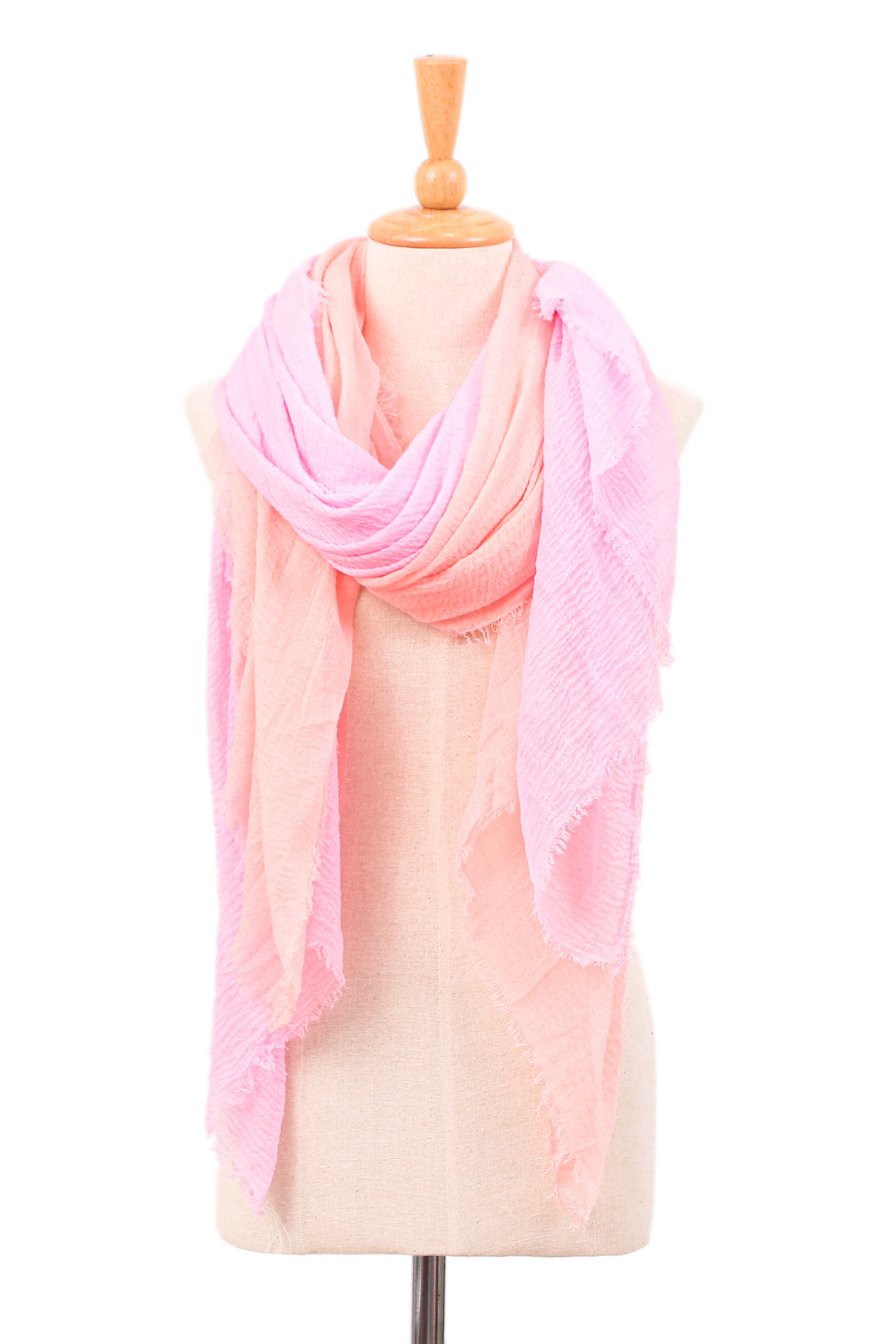Set of 2 Handwoven Soft Pastel Pink and Blush Scarves - Pink Celebration