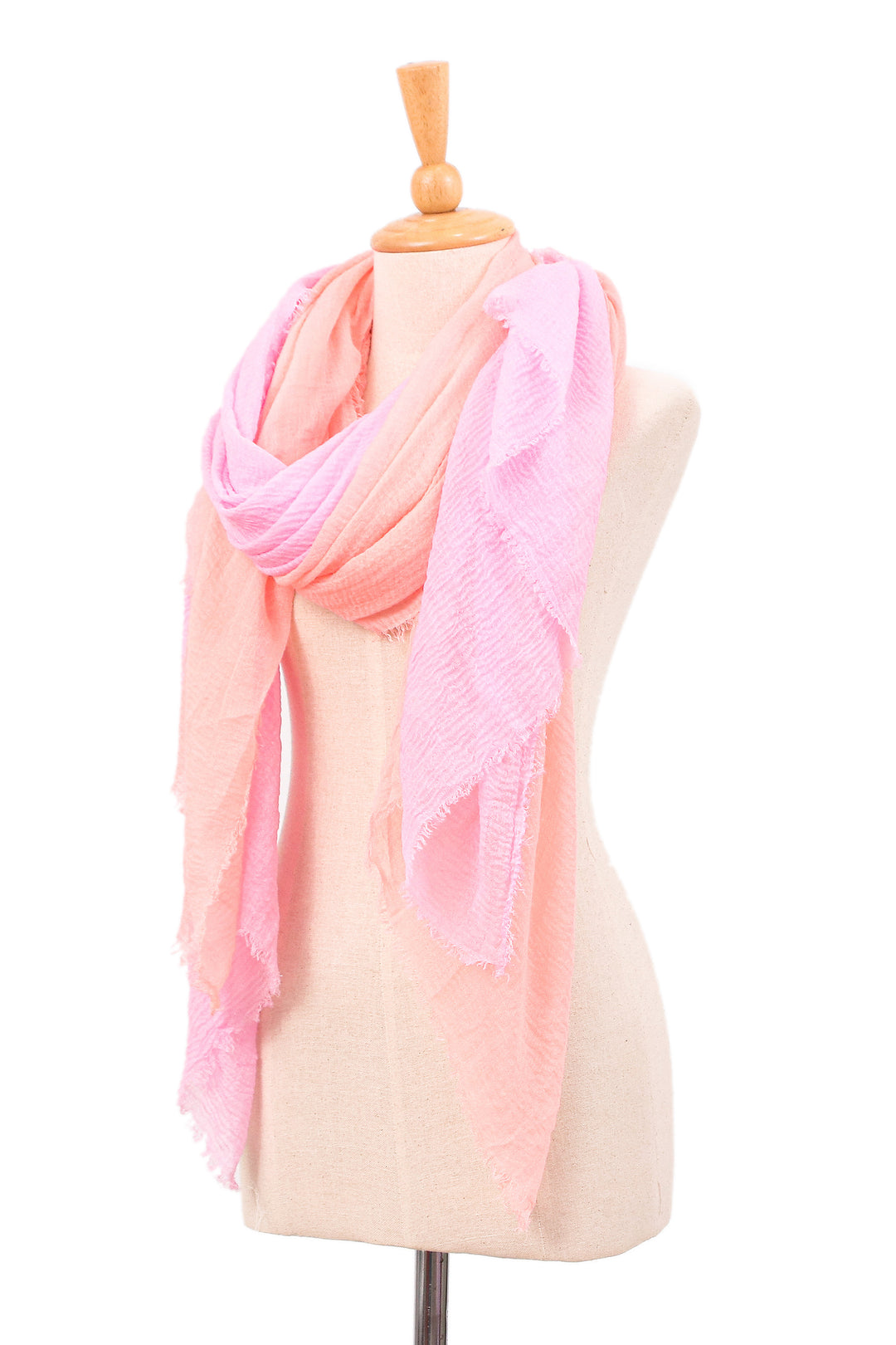 Set of 2 Handwoven Soft Pastel Pink and Blush Scarves - Pink Celebration