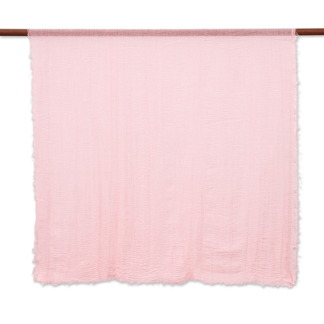 Set of 2 Handwoven Soft Pastel Pink and Blush Cotton Scarves - Pink Celebration