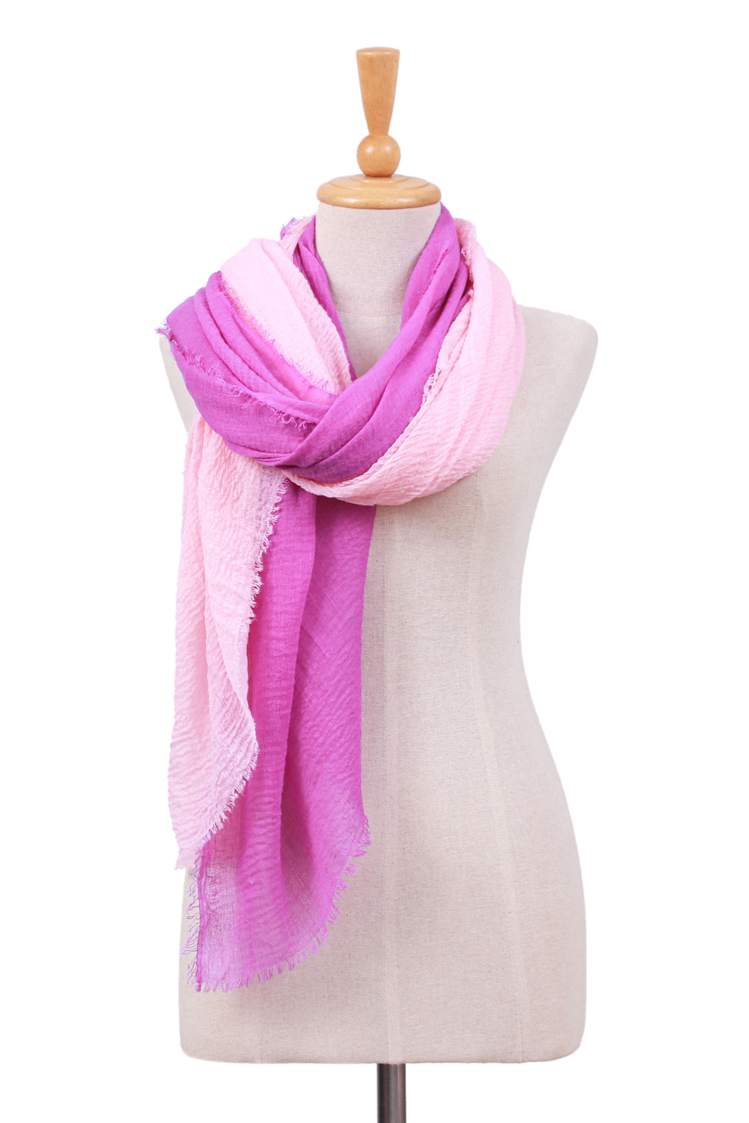 Set of 2 Woven Soft Hyacinth and Pastel Pink Cotton Scarves - Graceful Season