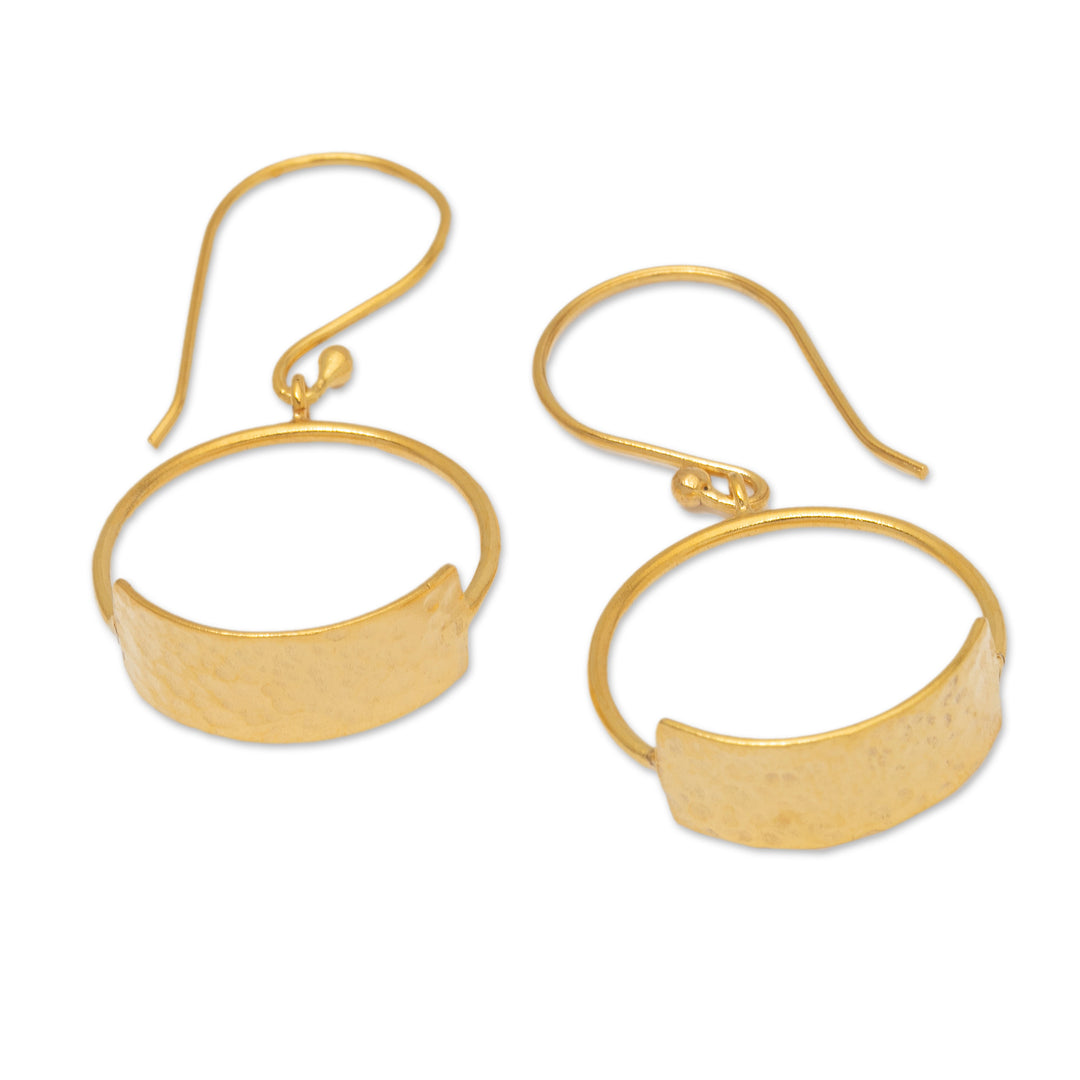 Minimalist 18k Gold-Plated Brass Dangle Earrings from Bali - Classic Hoop