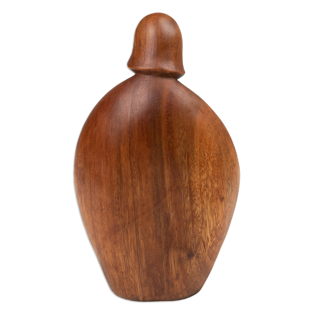 Hand-Carved Semi-Abstract Suar Wood Sculpture of Family - Take Care, My Family