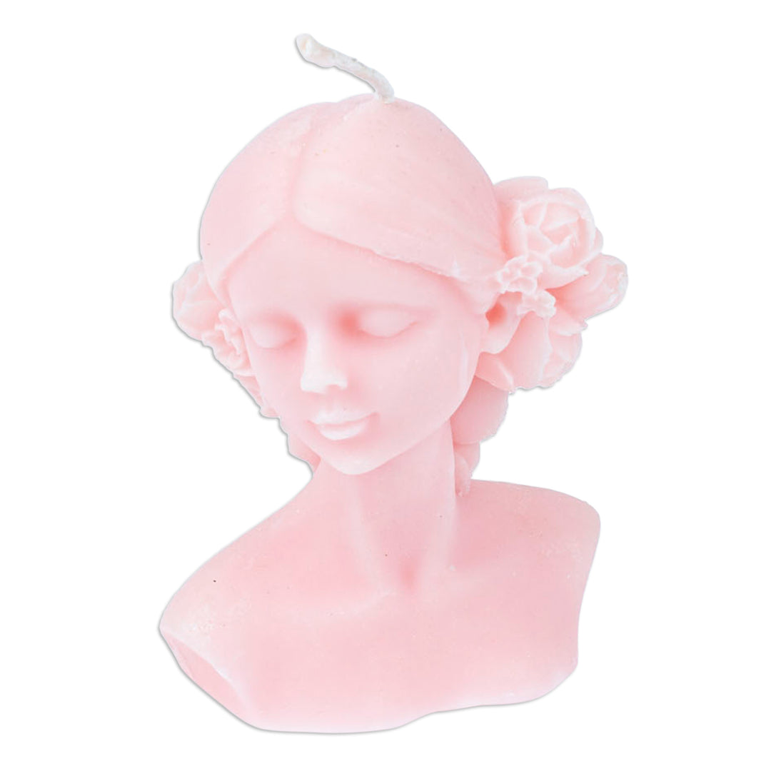 Handcrafted Classic Muse-Shaped Wax Candle in Pink - Burning Muse in Pink