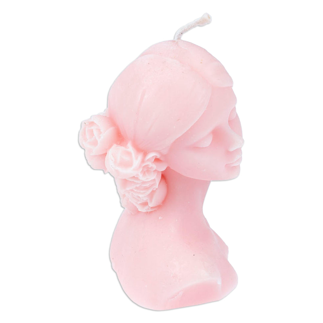 Handcrafted Classic Muse-Shaped Wax Candle in Pink - Burning Muse in Pink