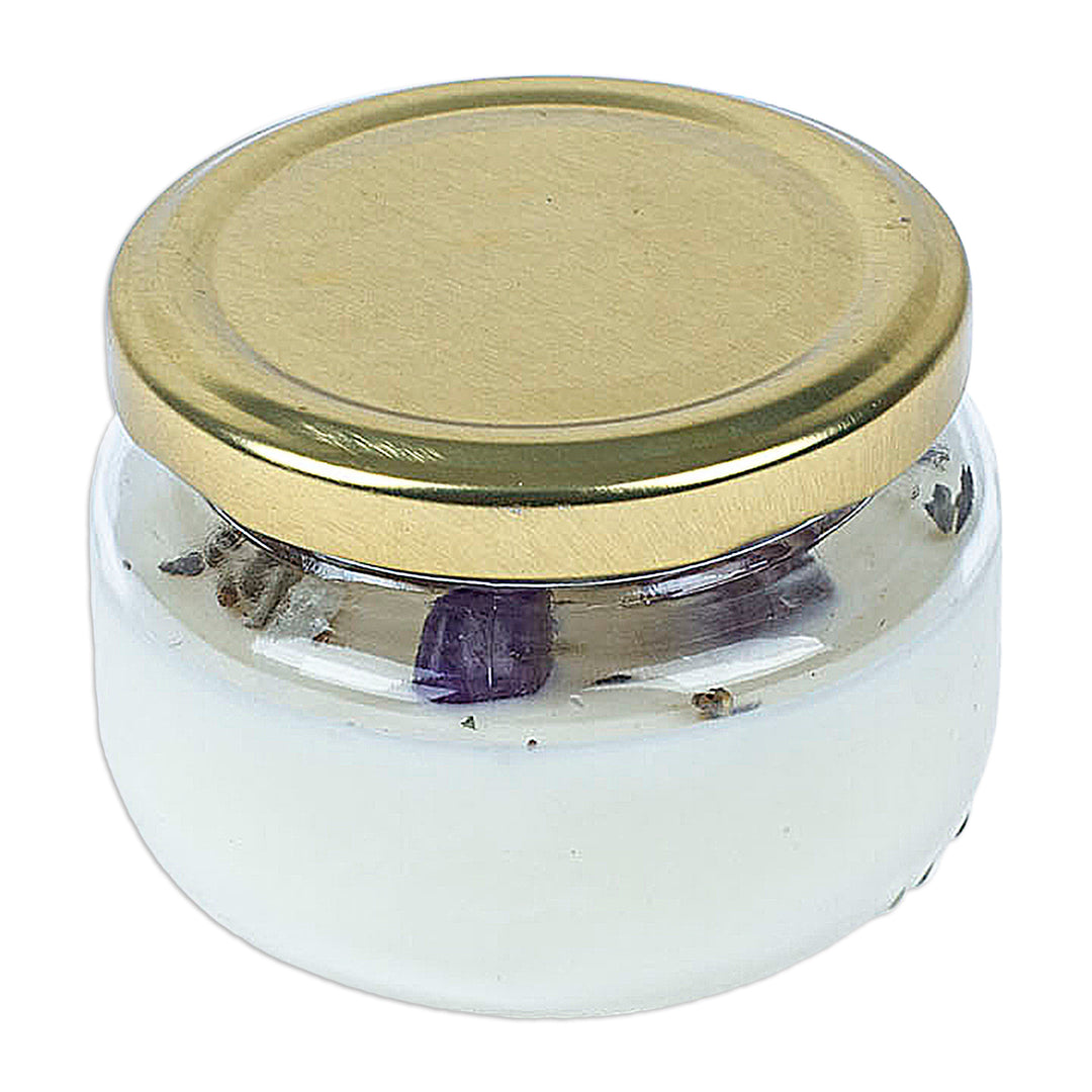 Handcrafted Wax and Iris Quartz Candle with Glass Jar - Nature's Iris