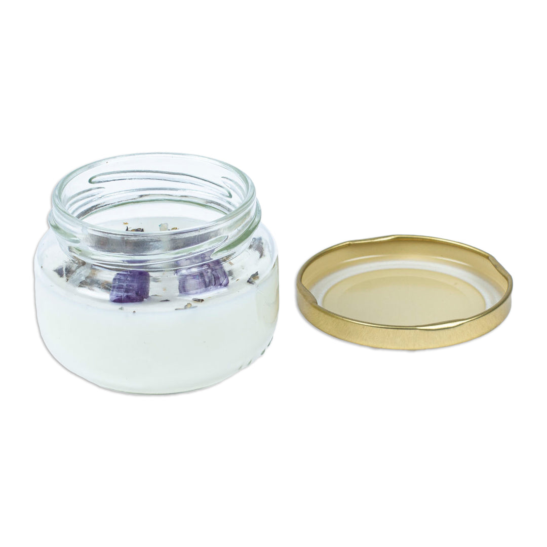 Handcrafted Wax and Iris Quartz Candle with Glass Jar - Nature's Iris