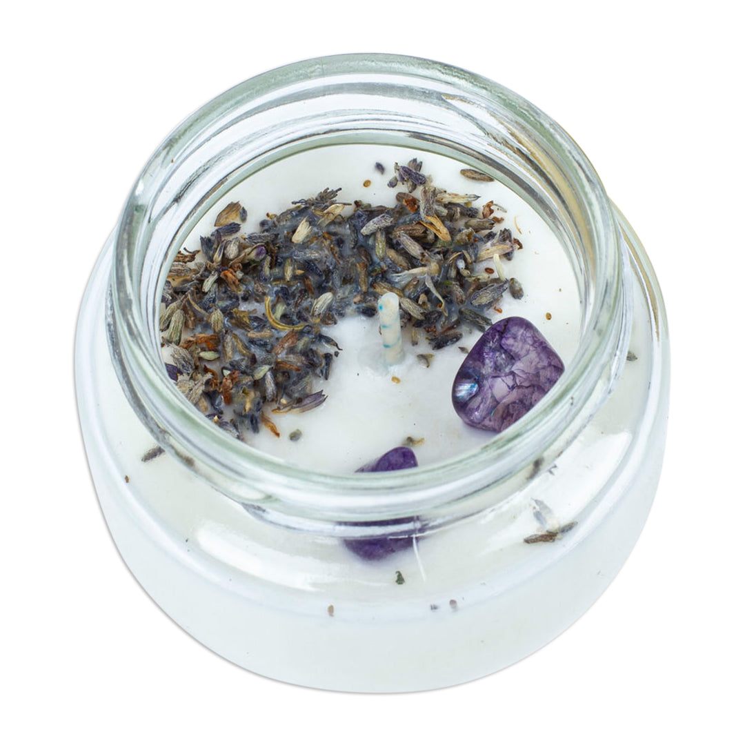 Handcrafted Wax and Iris Quartz Candle with Glass Jar - Nature's Iris