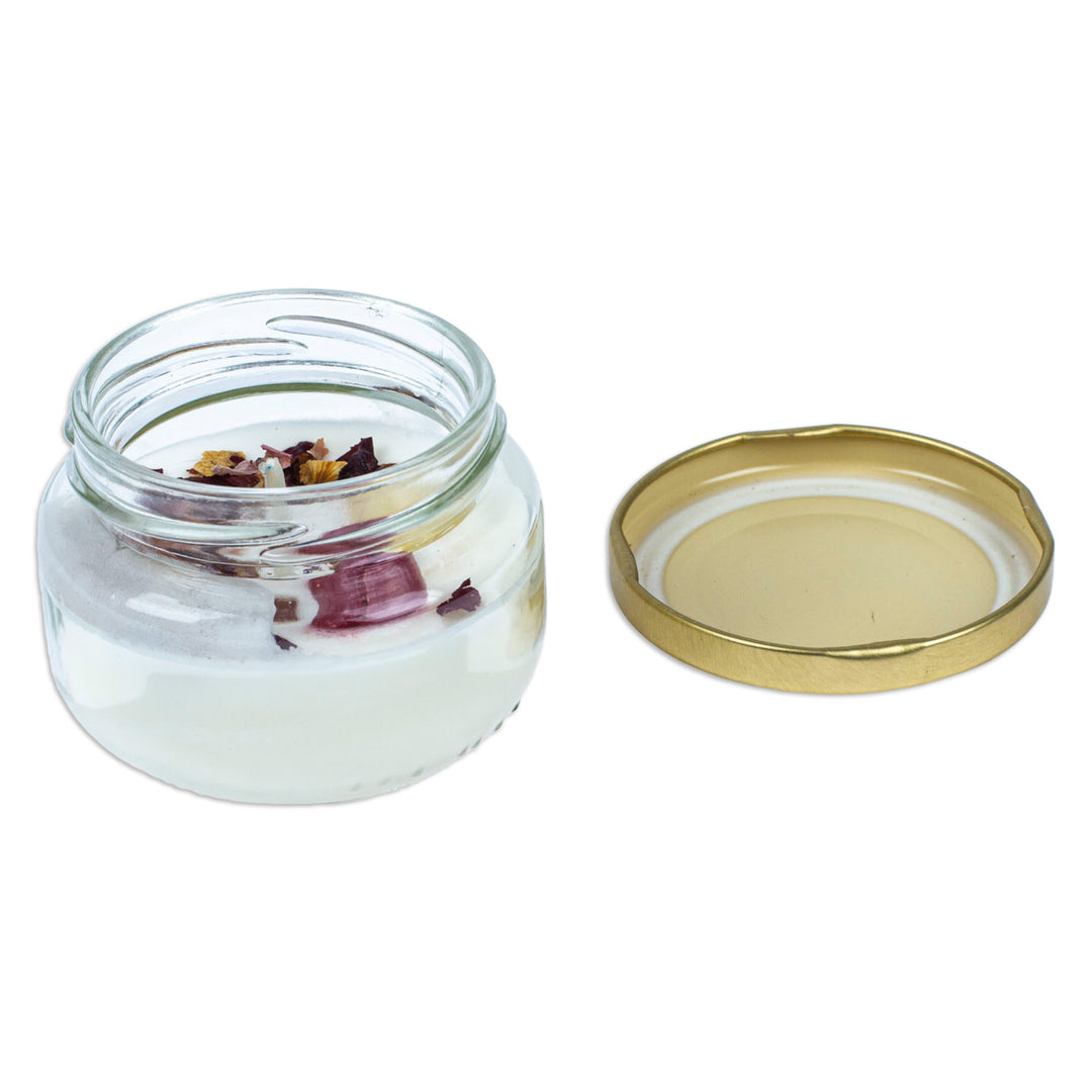 Handcrafted Wax and Cranberry Quartz Candle with Glass Jar - Nature's Cranberry