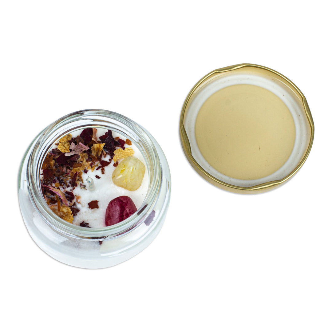 Handcrafted Wax and Cranberry Quartz Candle with Glass Jar - Nature's Cranberry