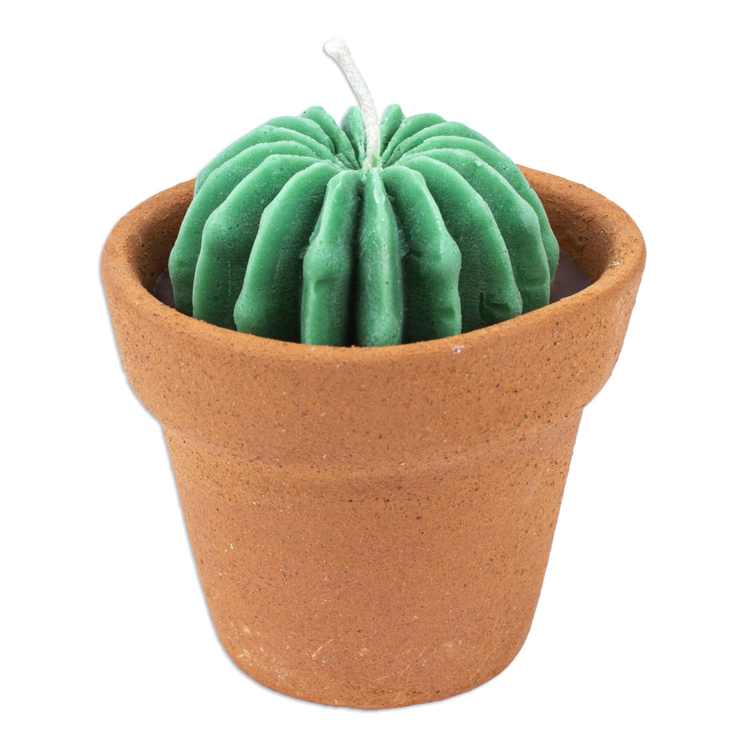 Whimsical Plant-Shaped Wax Candle with Tiny Flower Pot - Luminous Bisnaga