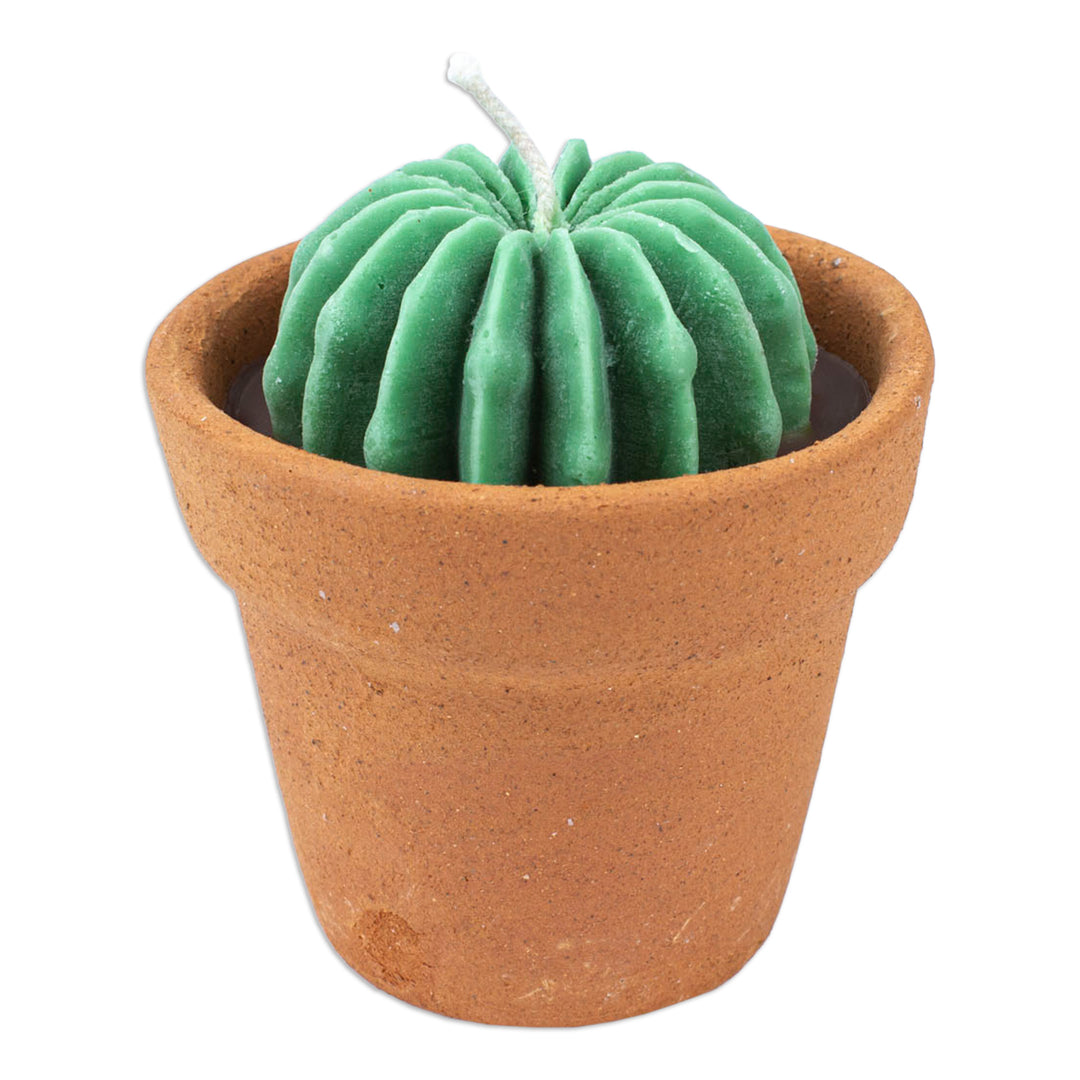Whimsical Plant-Shaped Wax Candle with Tiny Flower Pot - Luminous Bisnaga