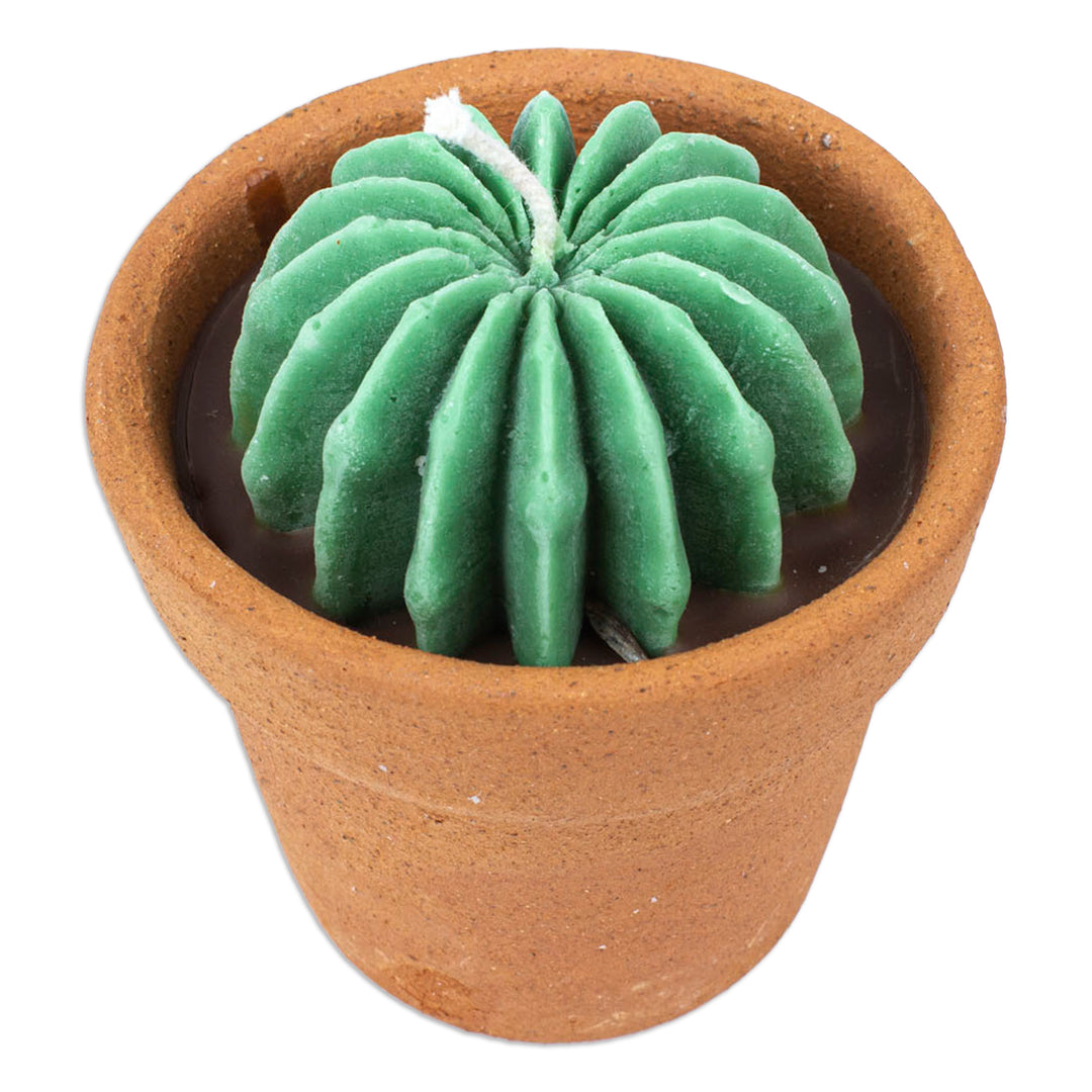 Whimsical Plant-Shaped Wax Candle with Tiny Flower Pot - Luminous Bisnaga