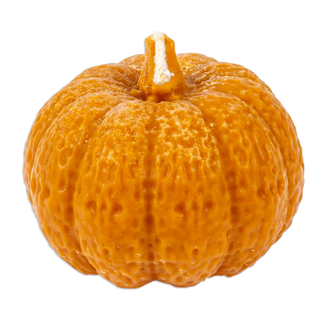 Handcrafted Pumpkin-Shaped Orange Wax Candle from Mexico - Pumpkin Illumination