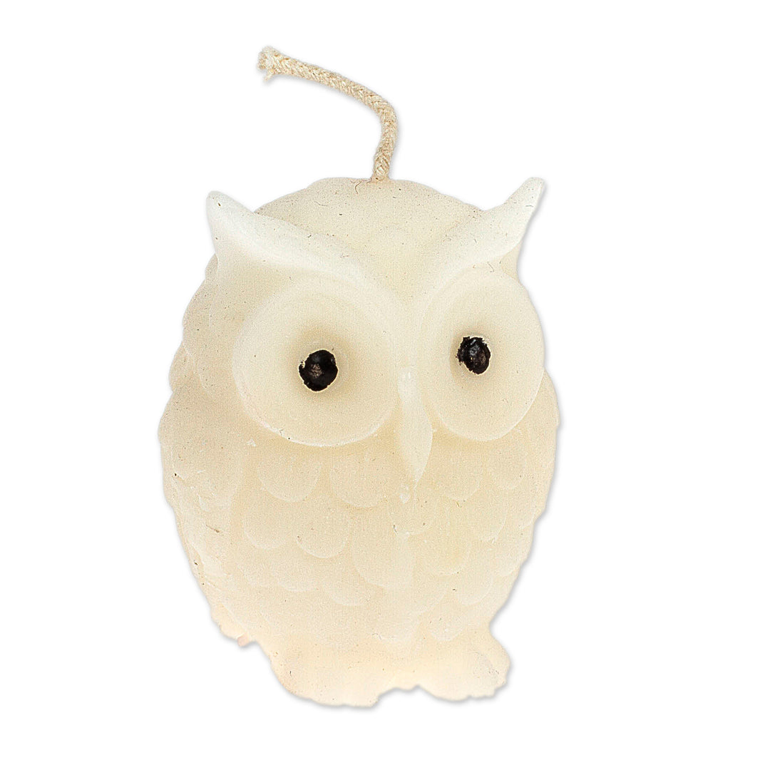 Inspirational Ivory Paraffin Wax Owl Candle Made in Mexico - Heavenly Owl
