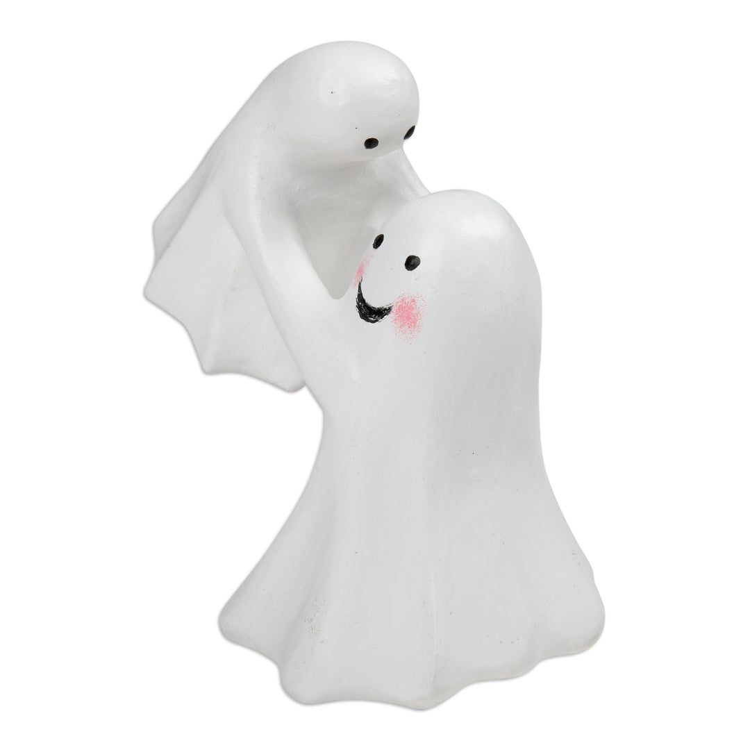 Halloween-Themed Parent and Child Albesia Wood Sculpture - My Spooky Baby