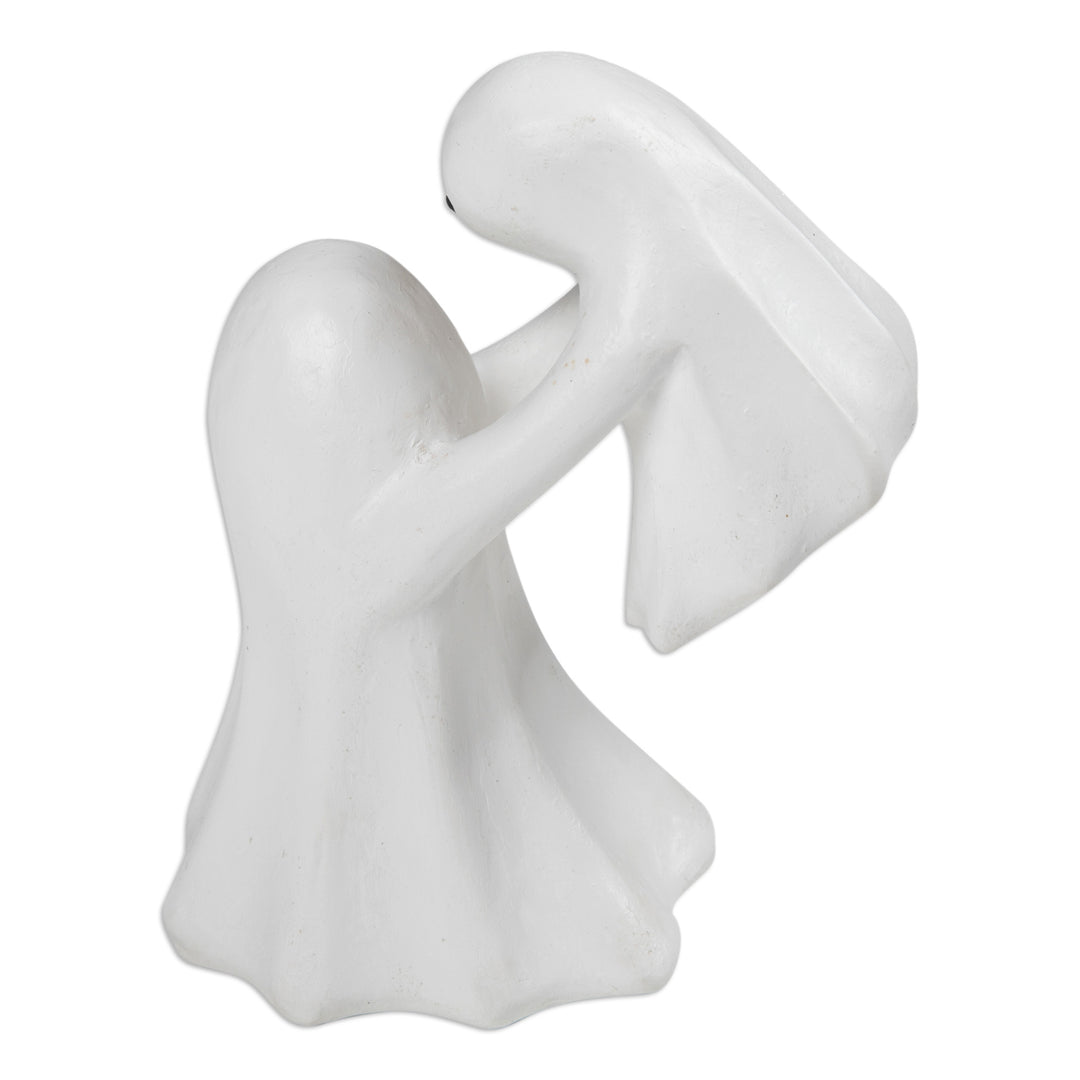 Halloween-Themed Parent and Child Albesia Wood Sculpture - My Spooky Baby