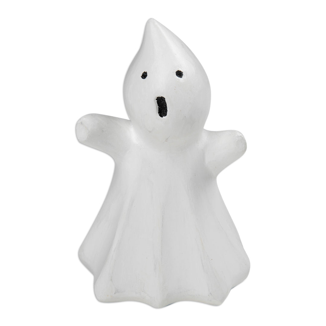 Halloween-Themed Albesia Wood Ghost Sculpture - Little Phantom