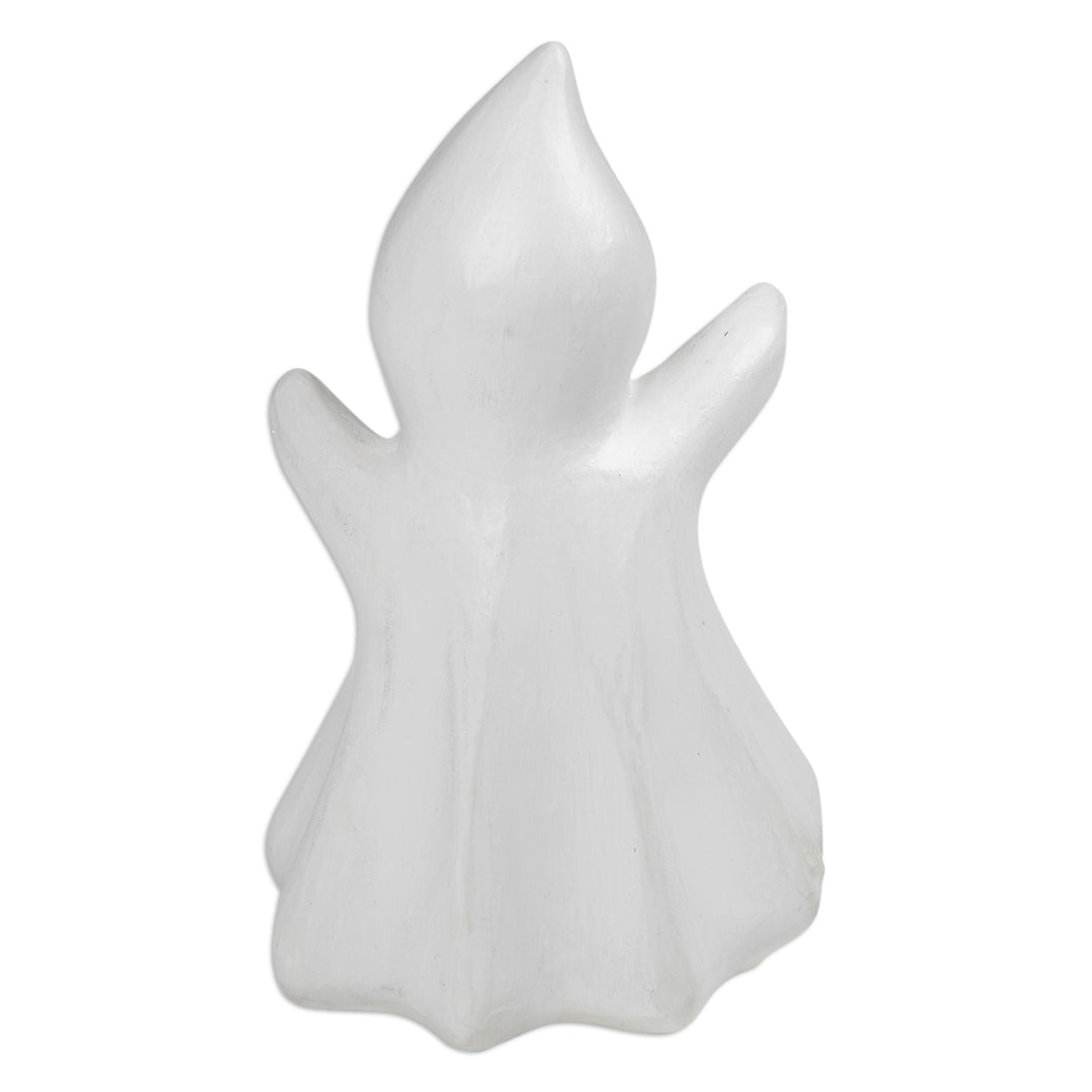 Halloween-Themed Albesia Wood Ghost Sculpture - Little Phantom