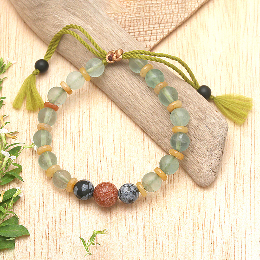 Multi-Gemstone Beaded Yoga Bracelet with Adjustable Lenght - Eternal Tranquility