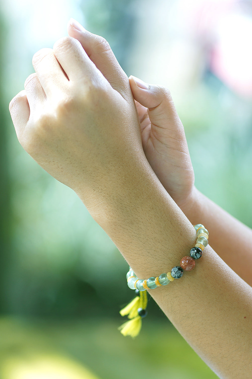 Multi-Gemstone Beaded Yoga Bracelet with Adjustable Lenght - Eternal Tranquility