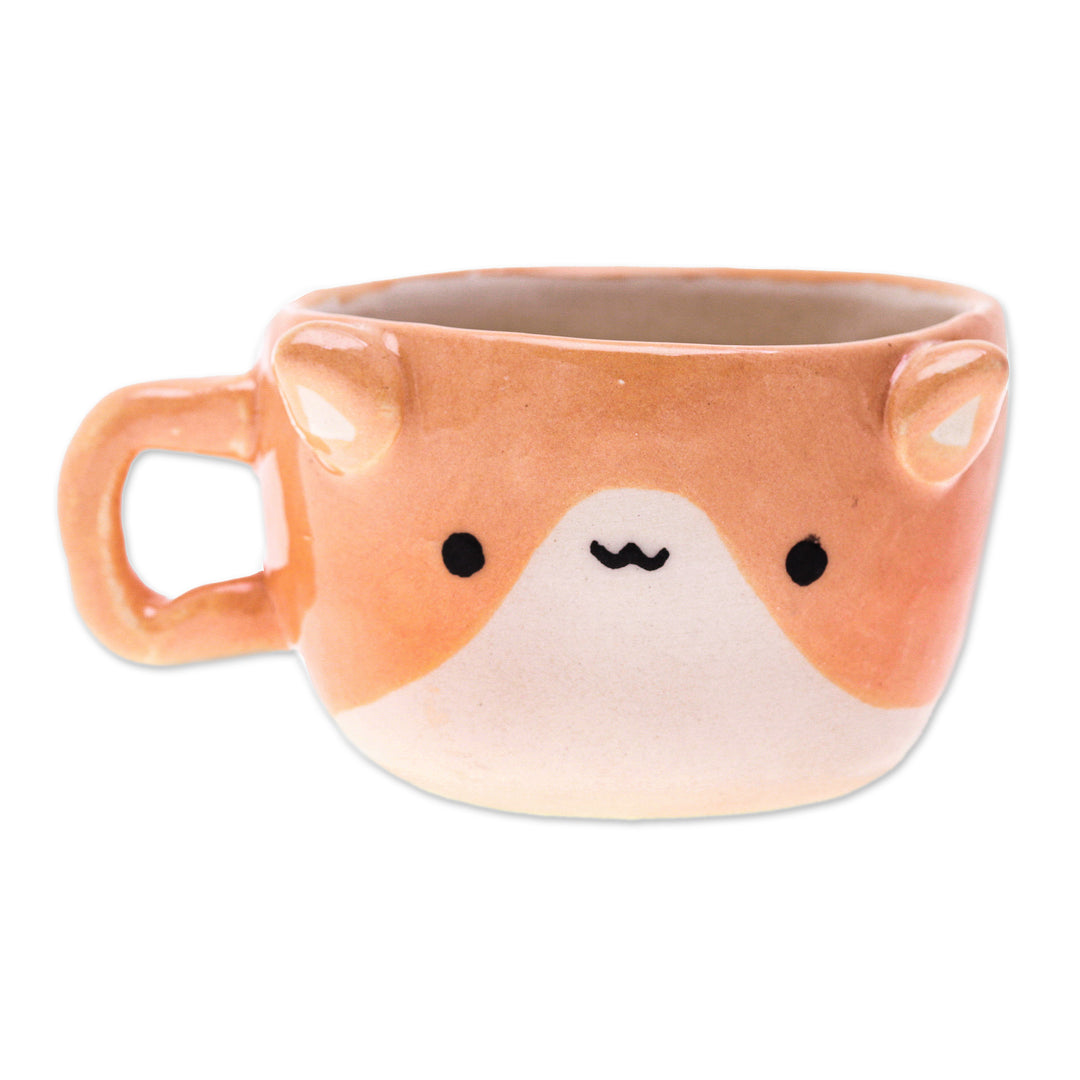 Handcrafted Animal-Themed Ceramic Orange Cat Espresso Cup - Cat Demitasse