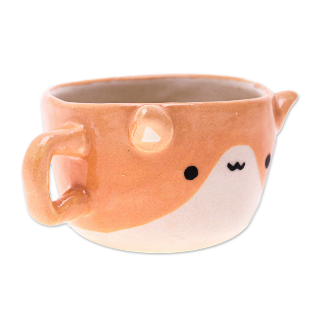 Handcrafted Animal-Themed Ceramic Orange Cat Espresso Cup - Cat Demitasse