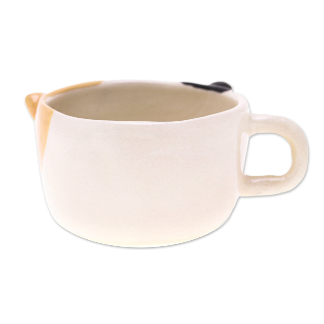 Artisan-Made Animal-Themed Ceramic Calico Cat Espresso Cup - Calico Cat Demitasse