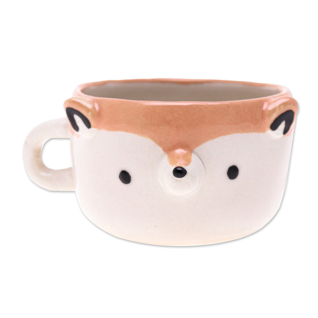Fair Trade Animal-Themed Ceramic Fox Demitasse from Thailand - Fox Demitasse