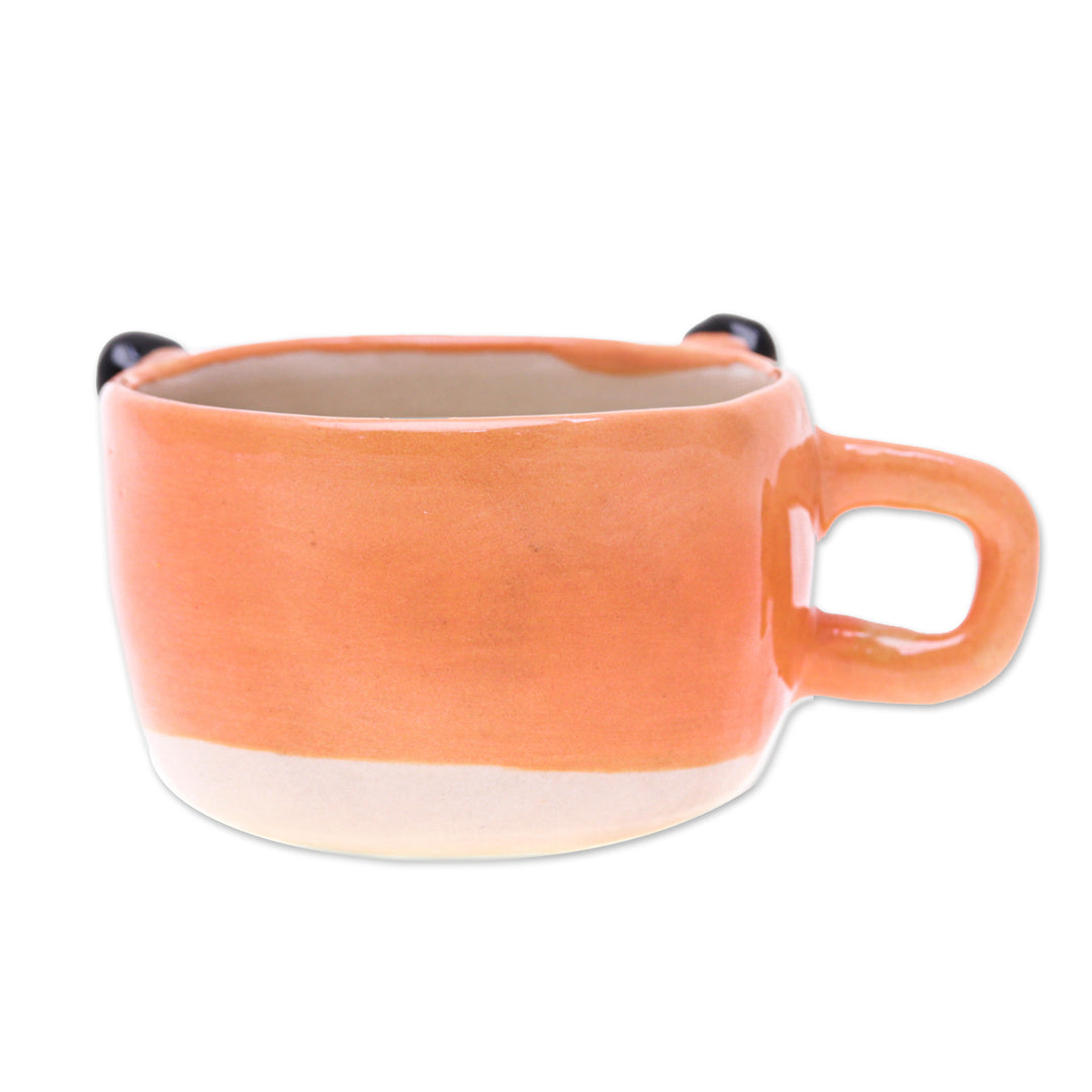 Thai Handcrafted Tiger-Themed Glossy Ceramic Espresso Cup - Tiger Demitasse