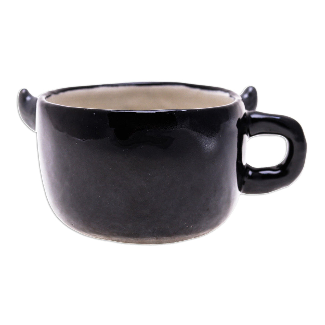 Animal-Themed Ceramic Buffalo Demitasse Handmade in Thailand - Buffalo Demitasse