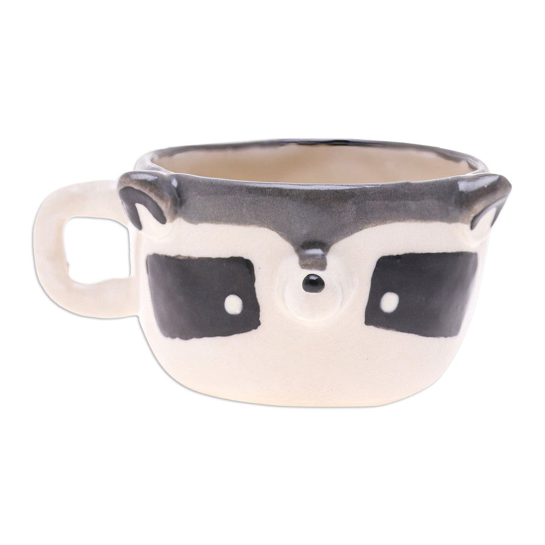 Fair Trade Thai-Made Animal-Themed Ceramic Raccoon Demitasse - Raccoon Demitasse