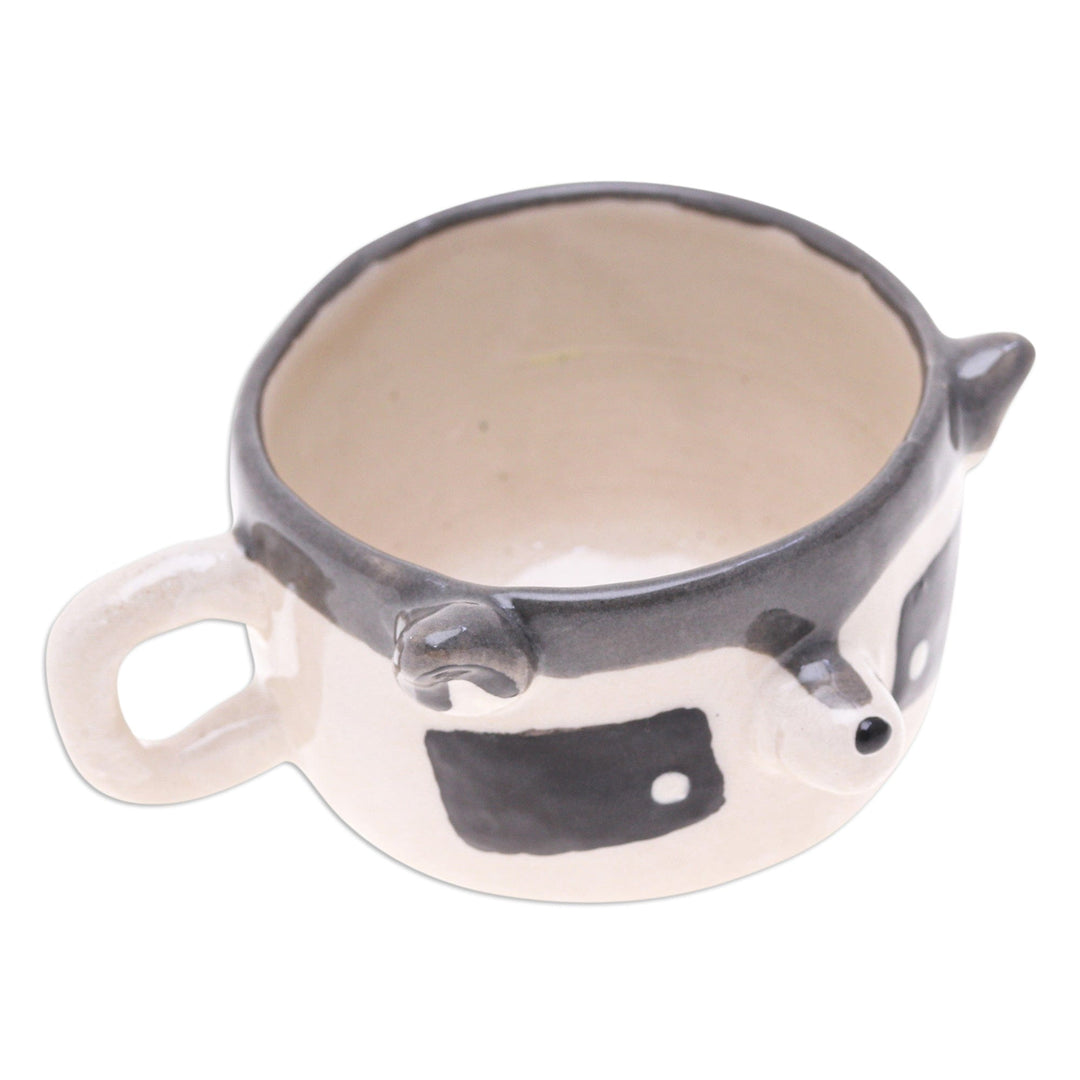 Fair Trade Thai-Made Animal-Themed Ceramic Raccoon Demitasse - Raccoon Demitasse