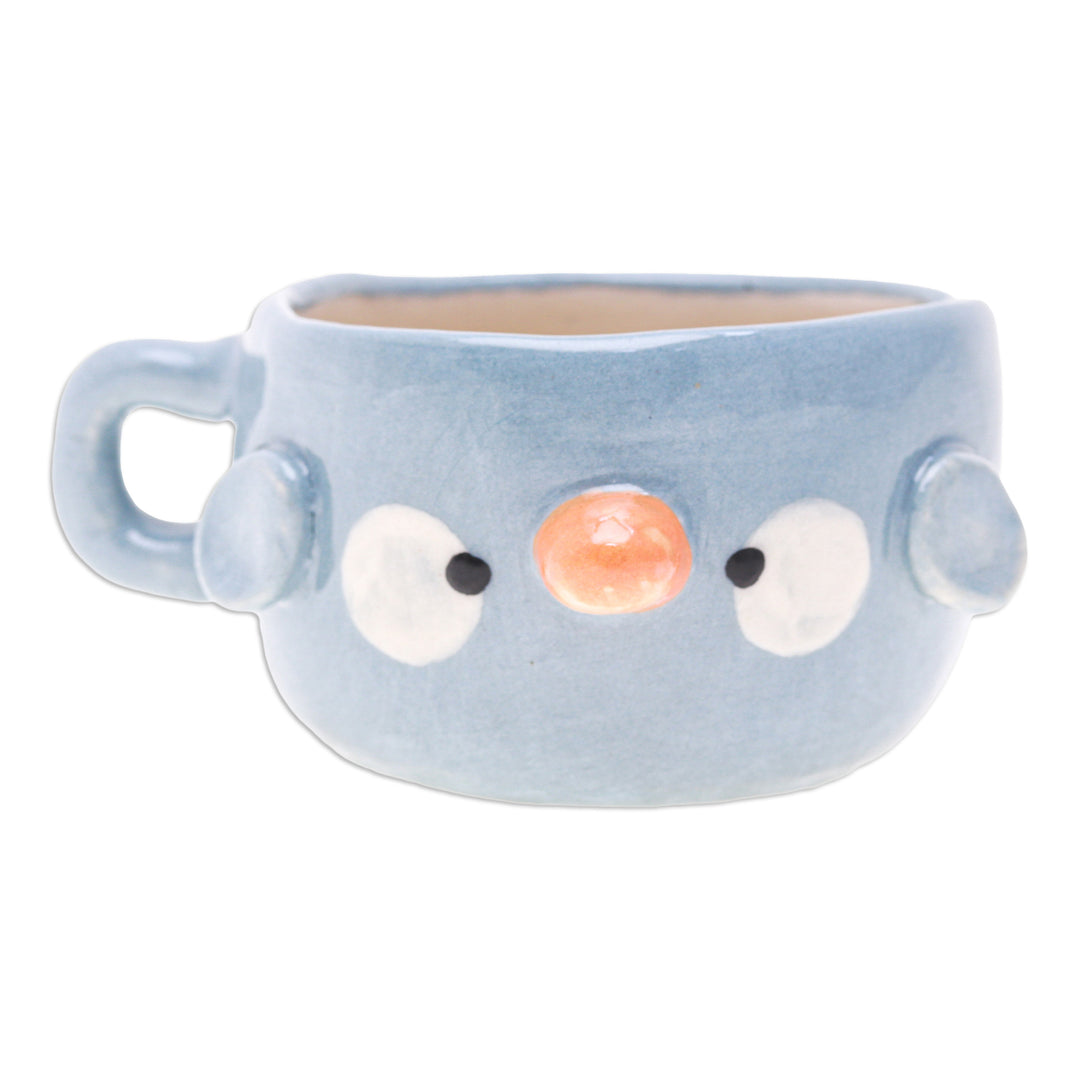 Thai-Crafted Glossy Animal-Themed Ceramic Bluebird Demitasse - Bluebird Demitasse