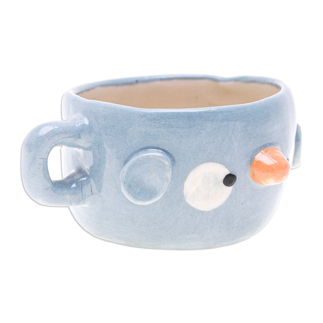 Thai-Crafted Glossy Animal-Themed Ceramic Bluebird Demitasse - Bluebird Demitasse