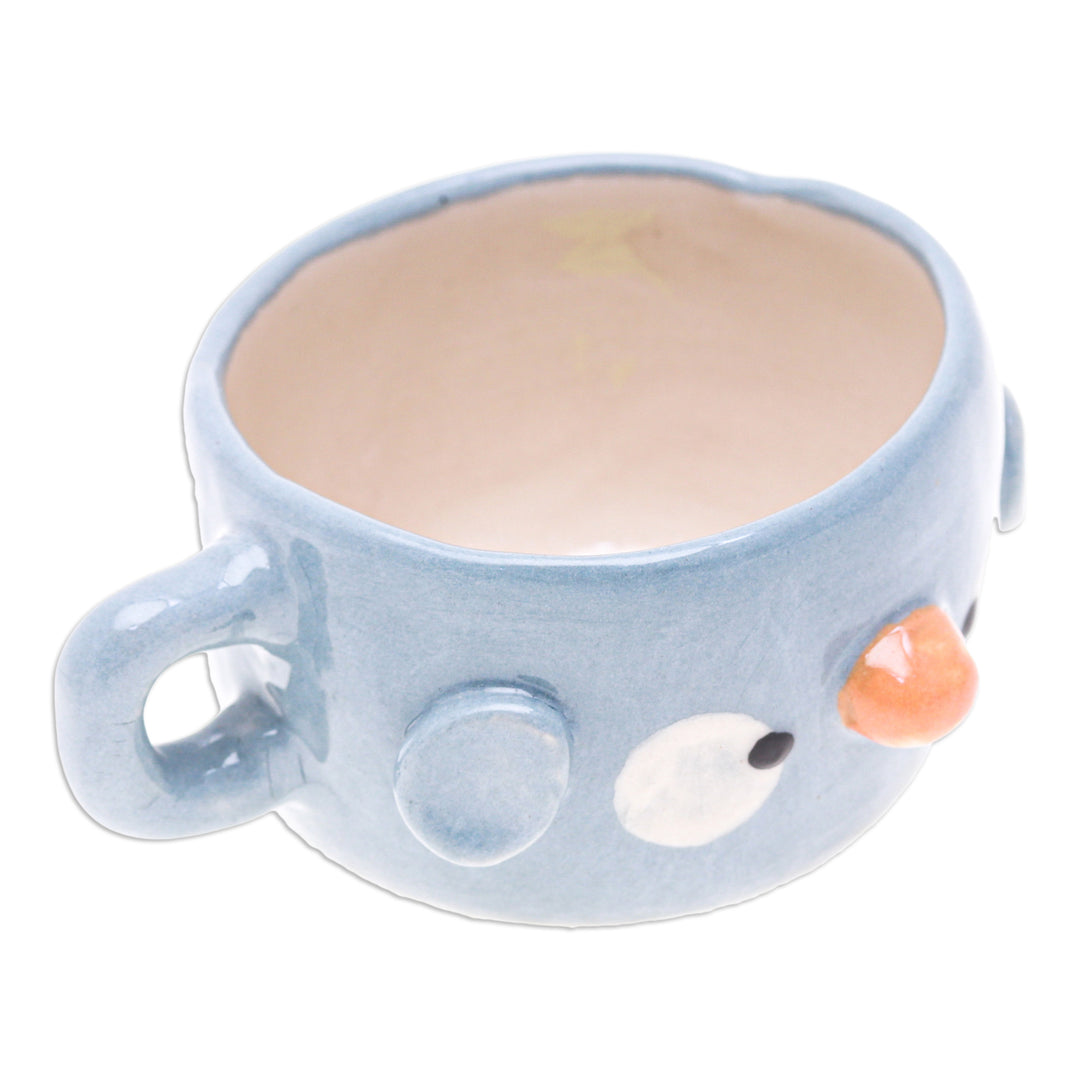 Thai-Crafted Glossy Animal-Themed Ceramic Bluebird Demitasse - Bluebird Demitasse