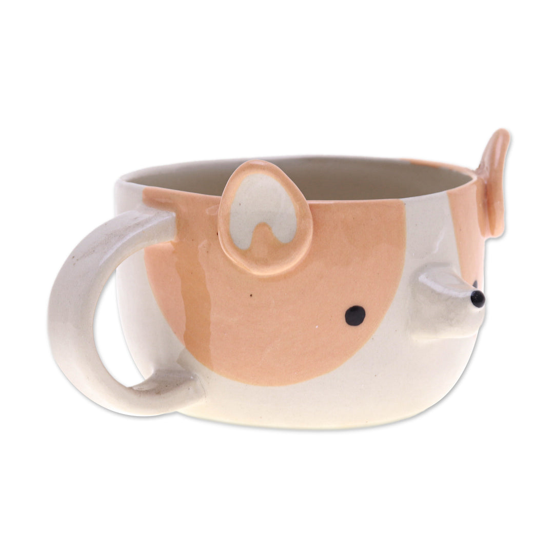 Whimsical 6 oz Ceramic Corgi Dog Cup with a Glossy Finish - Corgi Elixir