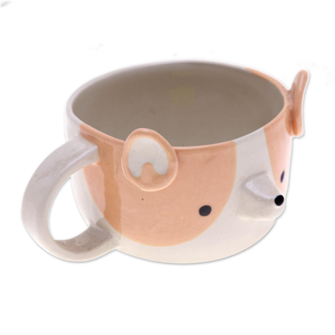 Whimsical 6 oz Ceramic Corgi Dog Cup with a Glossy Finish - Corgi Elixir