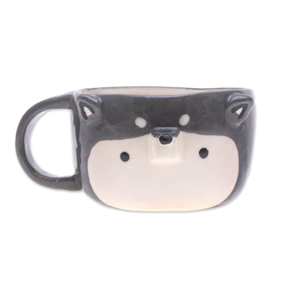 Thai Ceramic 6 oz Husky Dog Cup with a Glossy Finish - Husky Elixir