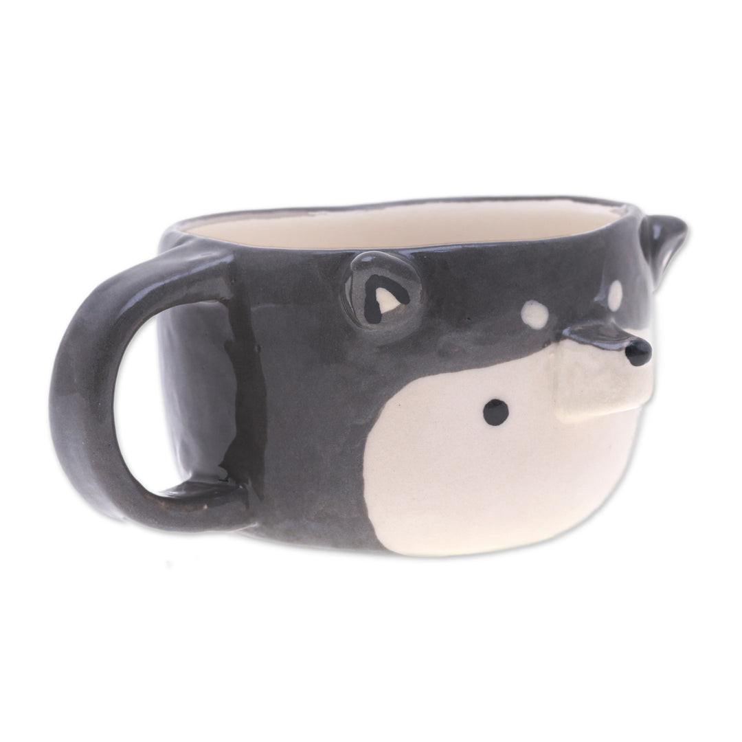 Thai Ceramic 6 oz Husky Dog Cup with a Glossy Finish - Husky Elixir