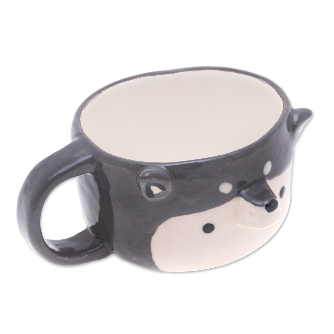 Thai Ceramic 6 oz Husky Dog Cup with a Glossy Finish - Husky Elixir