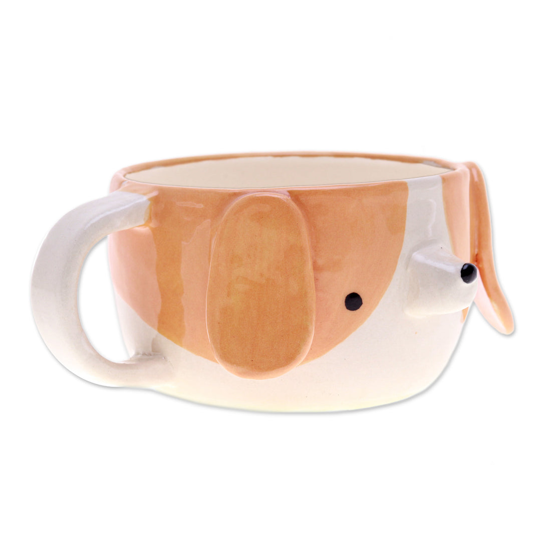 Whimsical 6 oz Ceramic Beagle Dog Cup with a Glossy Finish - Beagle Elixir