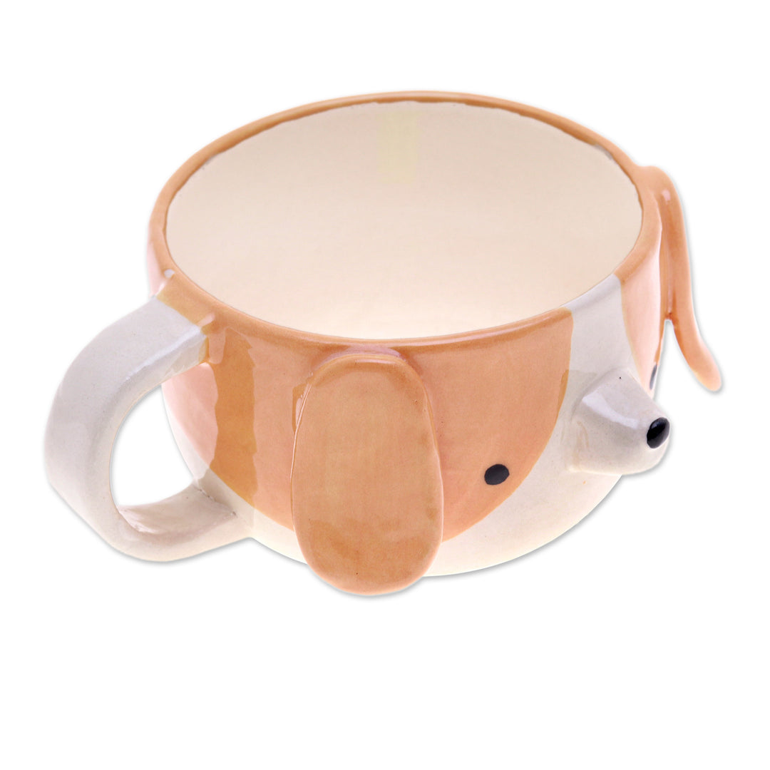 Whimsical 6 oz Ceramic Beagle Dog Cup with a Glossy Finish - Beagle Elixir