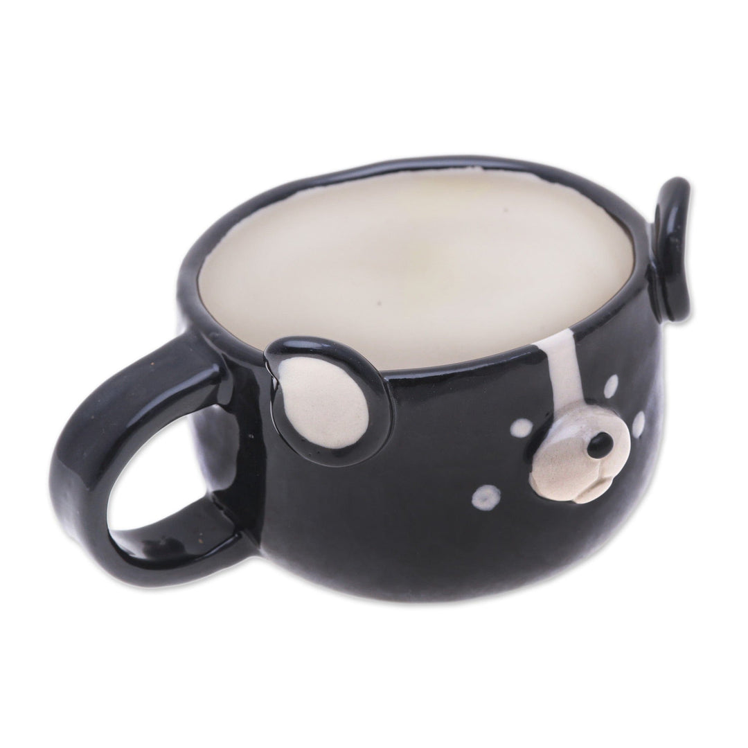 Ceramic Frenchie Dog Cup with a Glossy Finish from Thailand - Frenchie Elixir