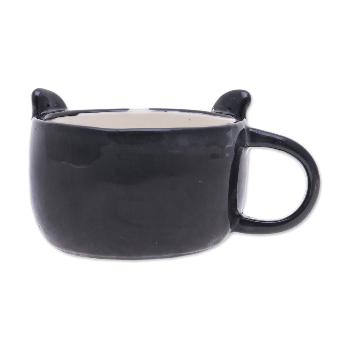 Ceramic Frenchie Dog Cup with a Glossy Finish from Thailand - Frenchie Elixir