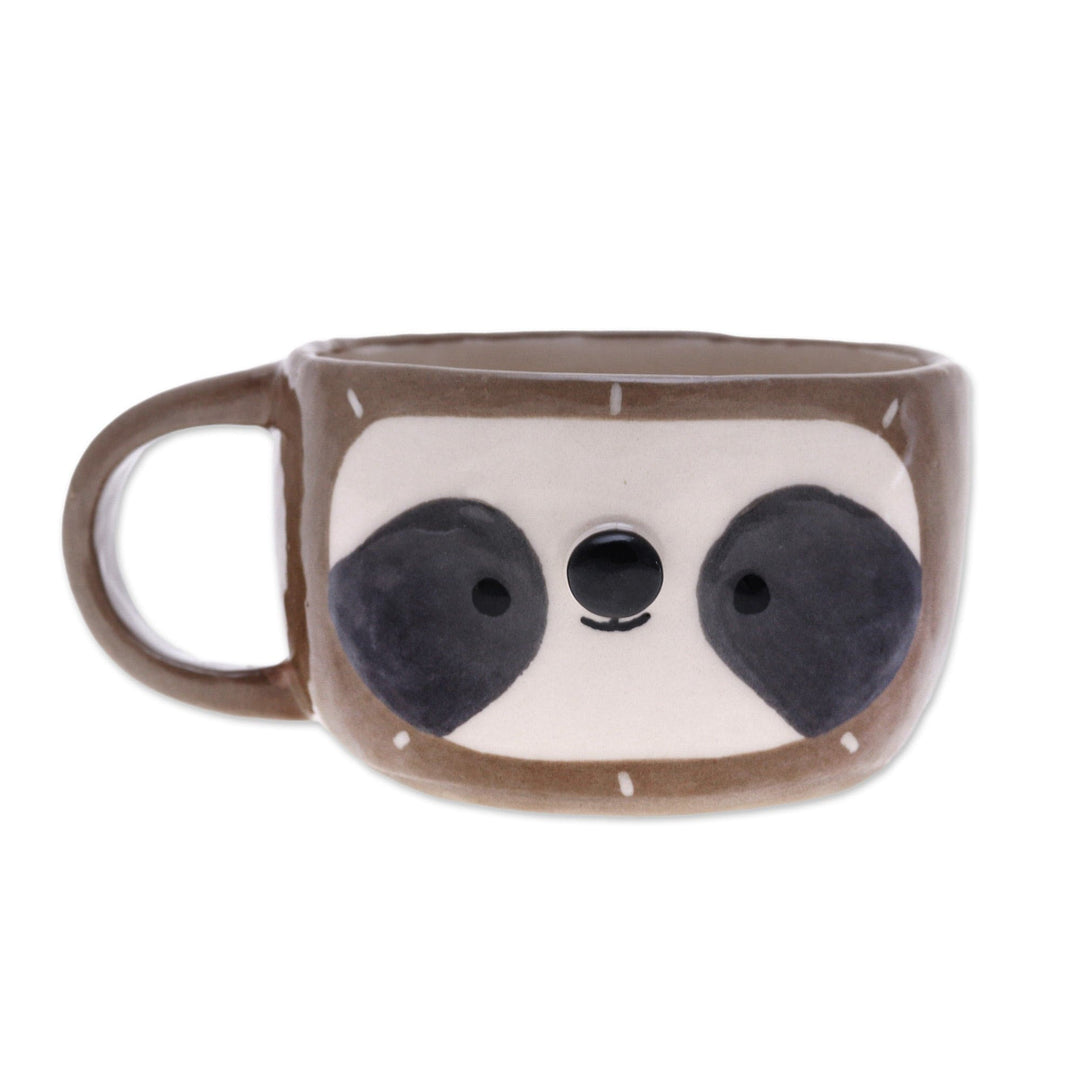 Ceramic 6 oz Sloth Cup with a Glossy Finish from Thailand - Sloth Elixir