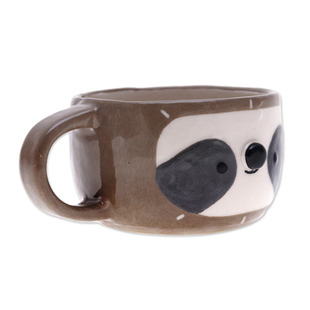 Ceramic 6 oz Sloth Cup with a Glossy Finish from Thailand - Sloth Elixir