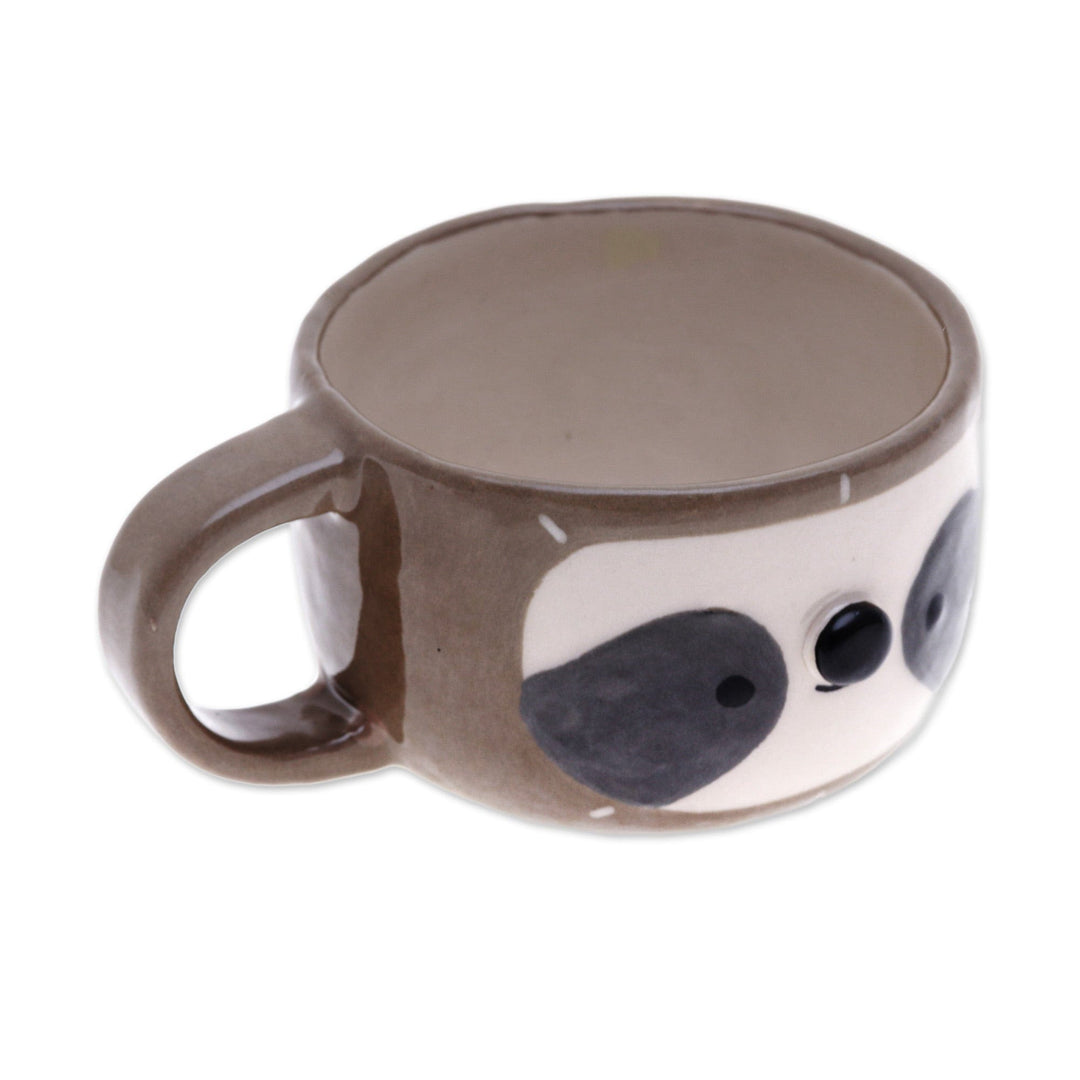 Ceramic 6 oz Sloth Cup with a Glossy Finish from Thailand - Sloth Elixir